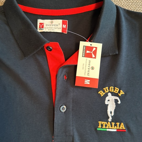 Pauper Rugby Navy Italia polo shirt medium men’s polo shirt NWT - Picture 5 of 9